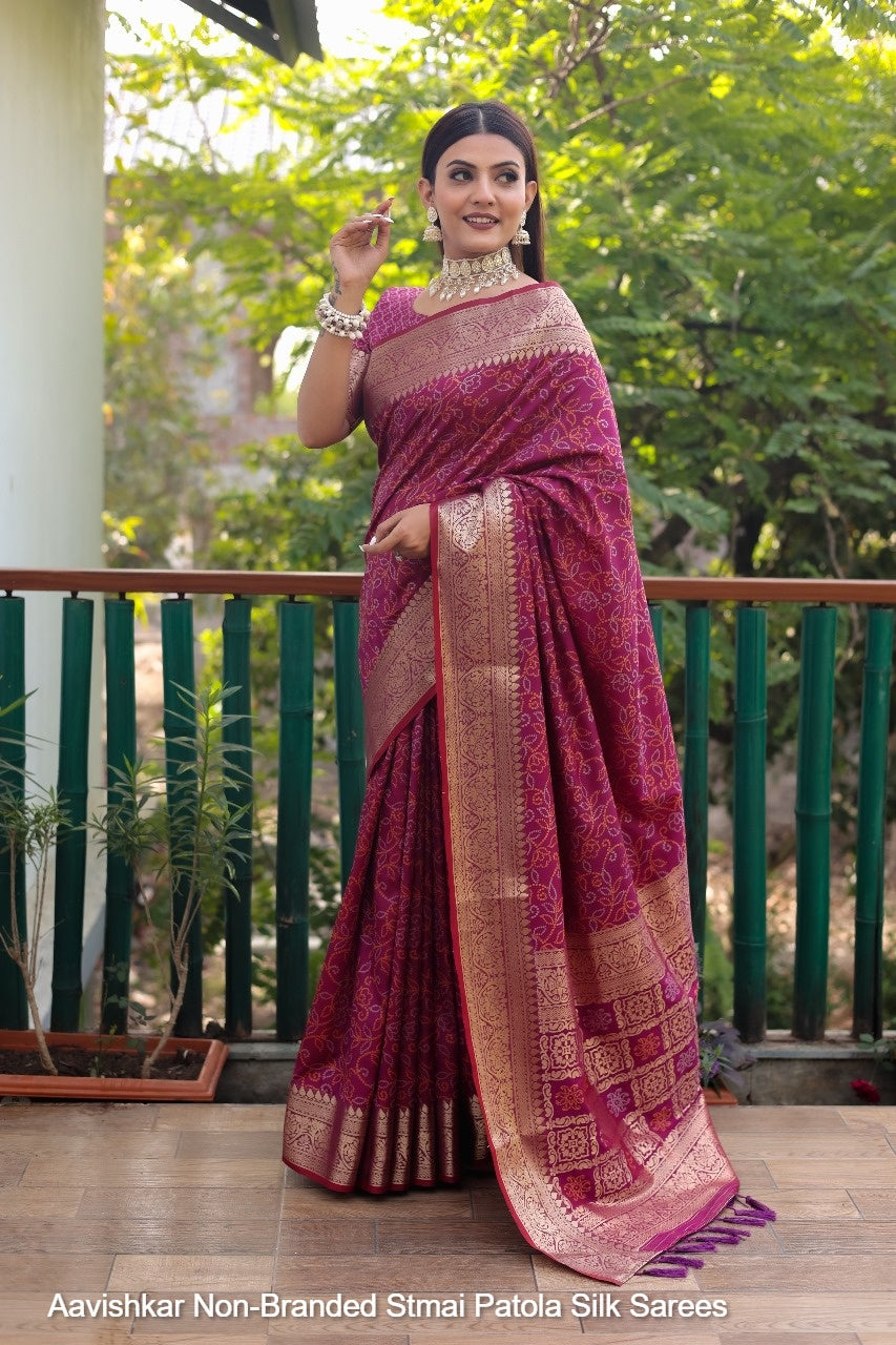 Aavishkar Non-Branded Stmai Patola Silk Sarees