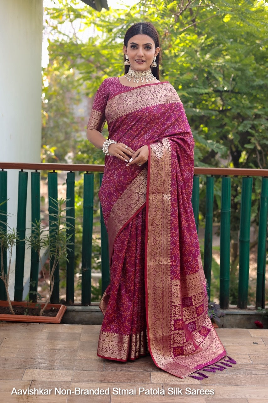 Aavishkar Non-Branded Stmai Patola Silk Sarees