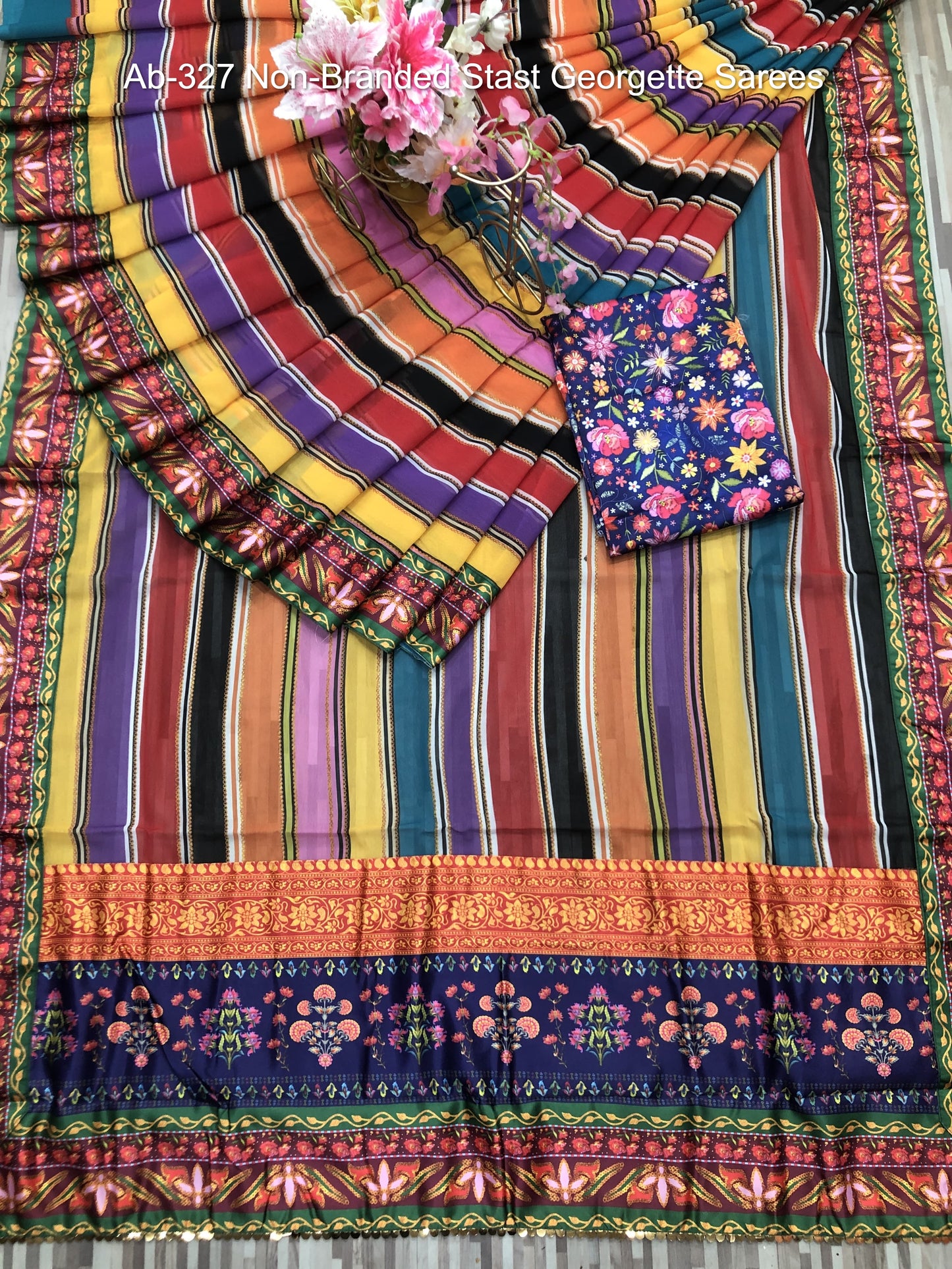 Ab-327 Non-Branded Stast Georgette Sarees