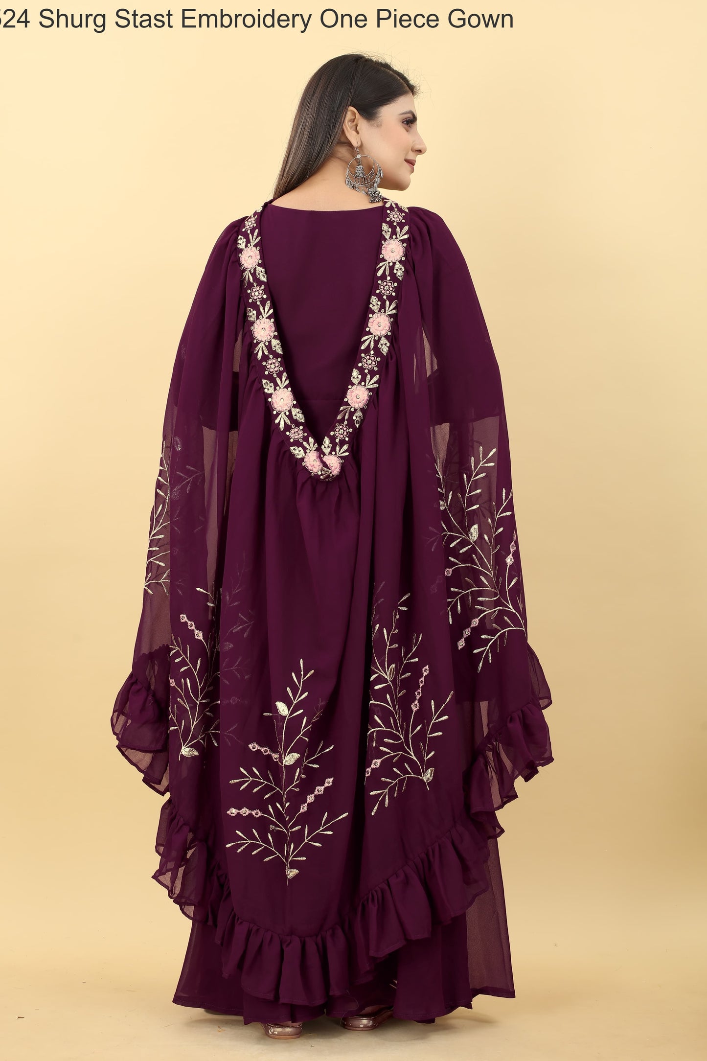 Ab-524 Shurg Stast Embroidery One Piece Gown
