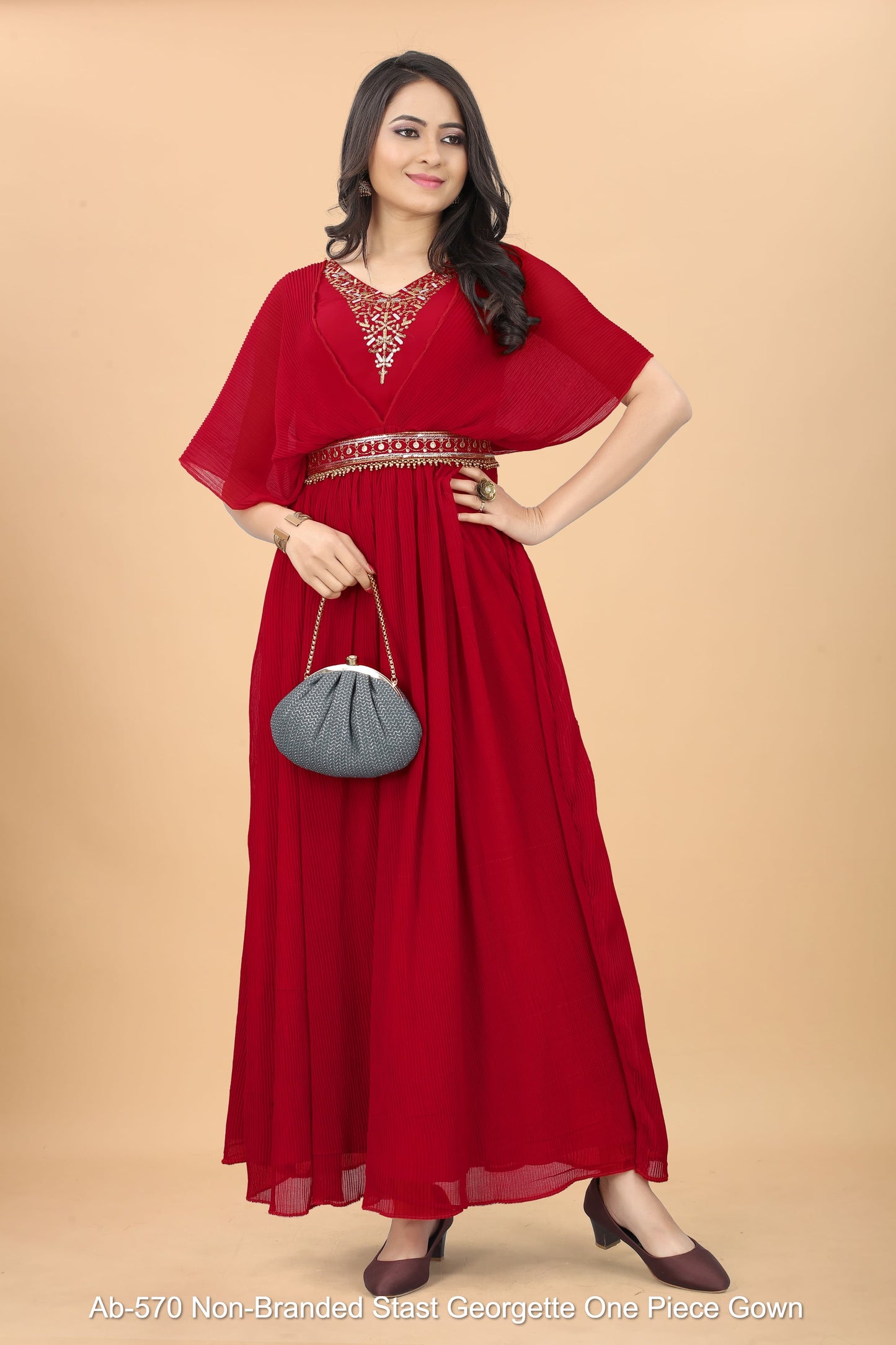 Ab-570 Non-Branded Stast Georgette One Piece Gown