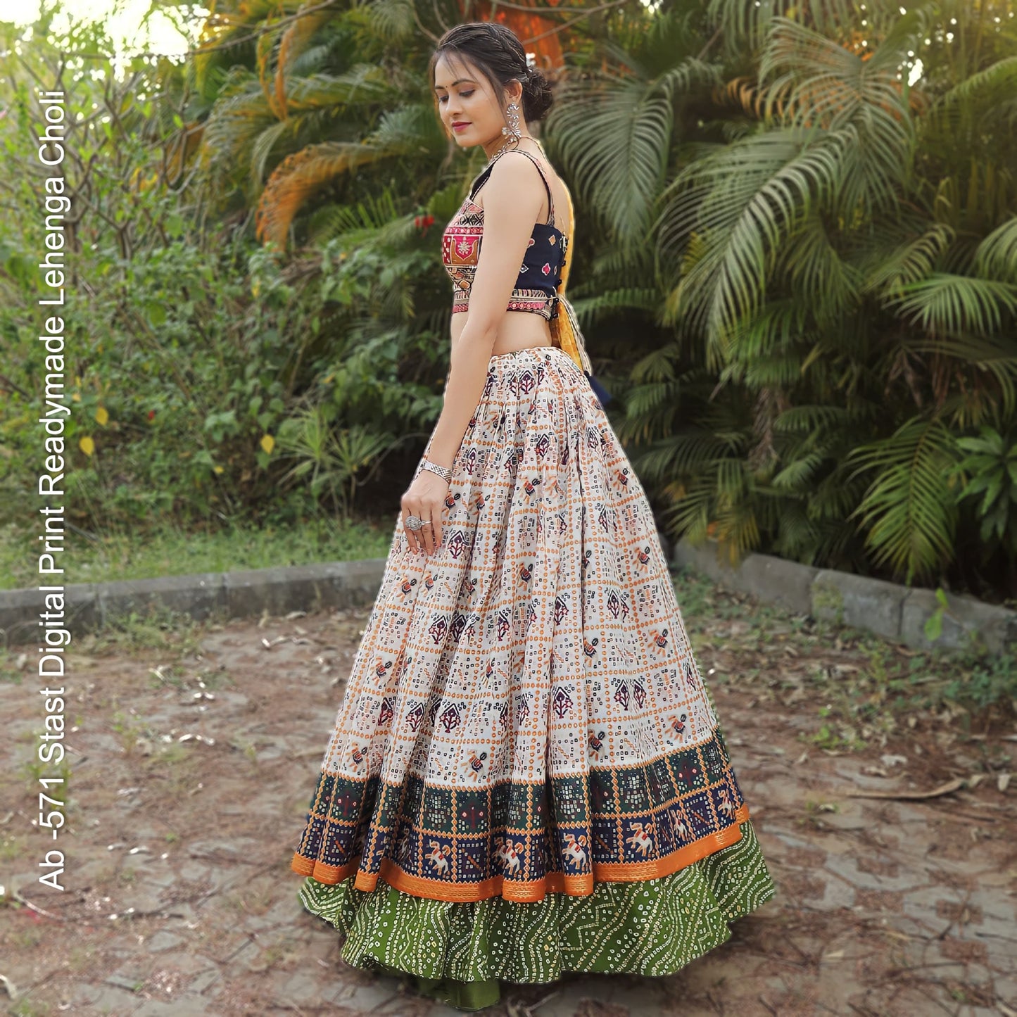 Ab -571 Stast Digital Print Readymade Lehenga Choli
