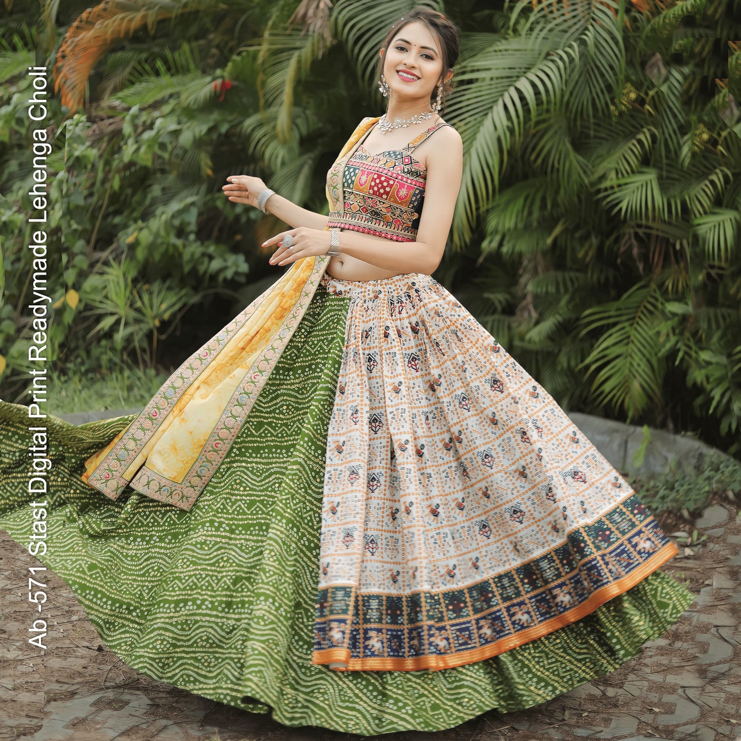 Ab -571 Stast Digital Print Readymade Lehenga Choli