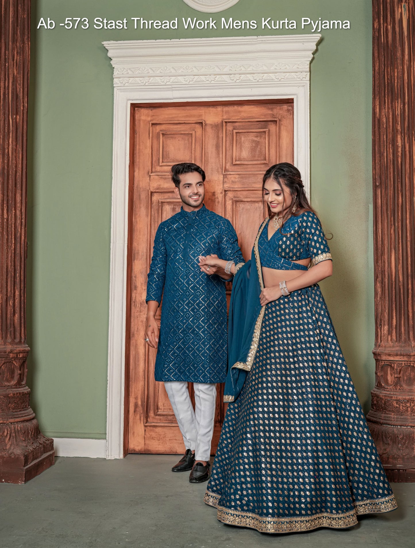 Ab -573 Stast Thread Work Mens Kurta Pyjama