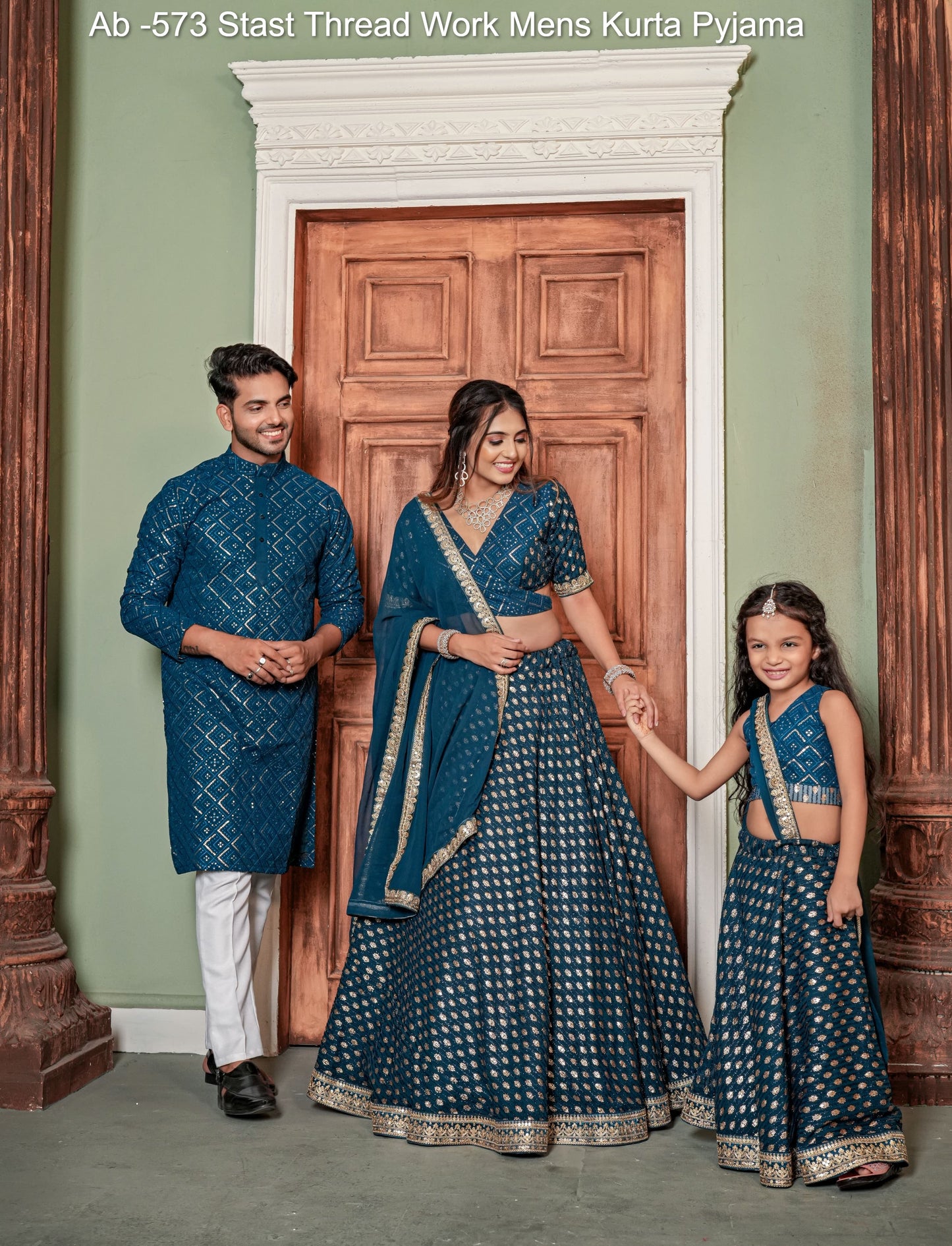 Ab -573 Stast Thread Work Mens Kurta Pyjama