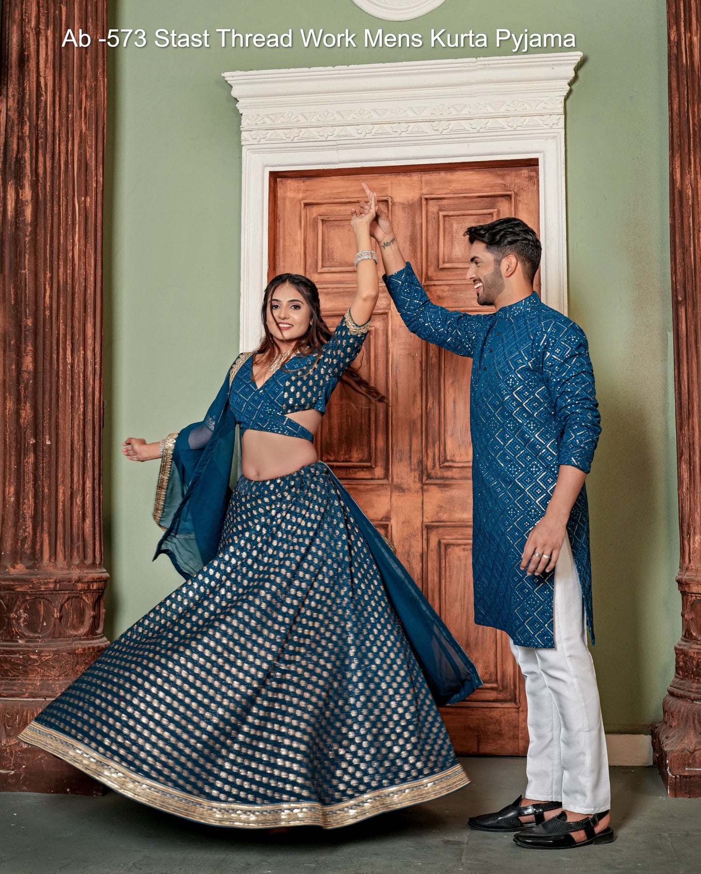 Ab -573 Stast Thread Work Mens Kurta Pyjama
