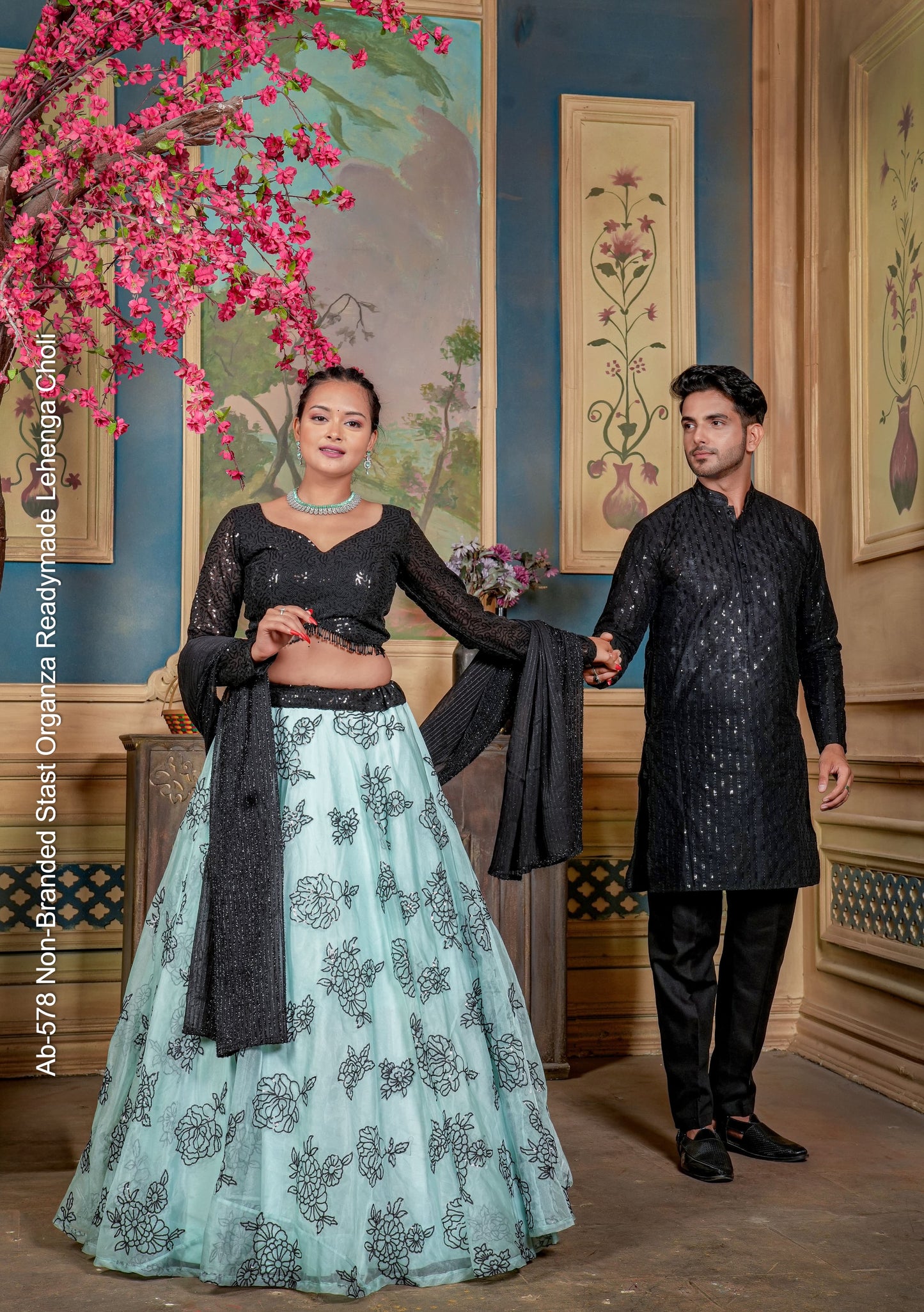 Ab-578 Non-Branded Stast Organza Readymade Lehenga Choli