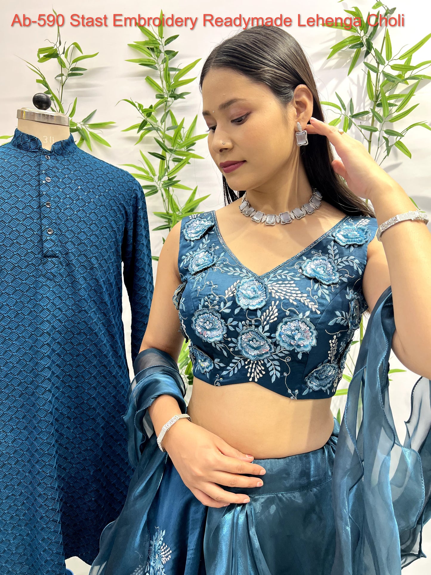Ab-590 Stast Embroidery Readymade Lehenga Choli