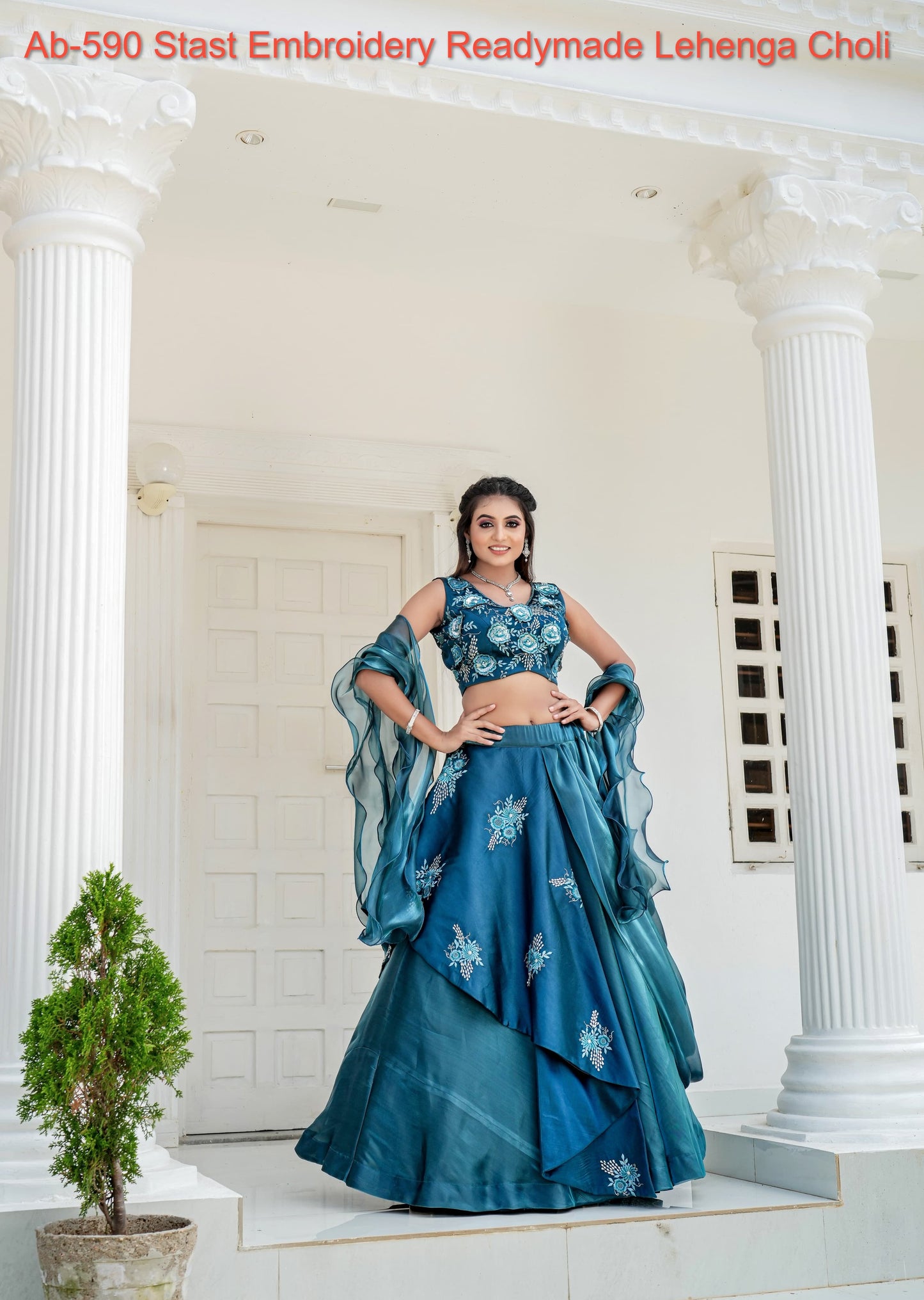 Ab-590 Stast Embroidery Readymade Lehenga Choli