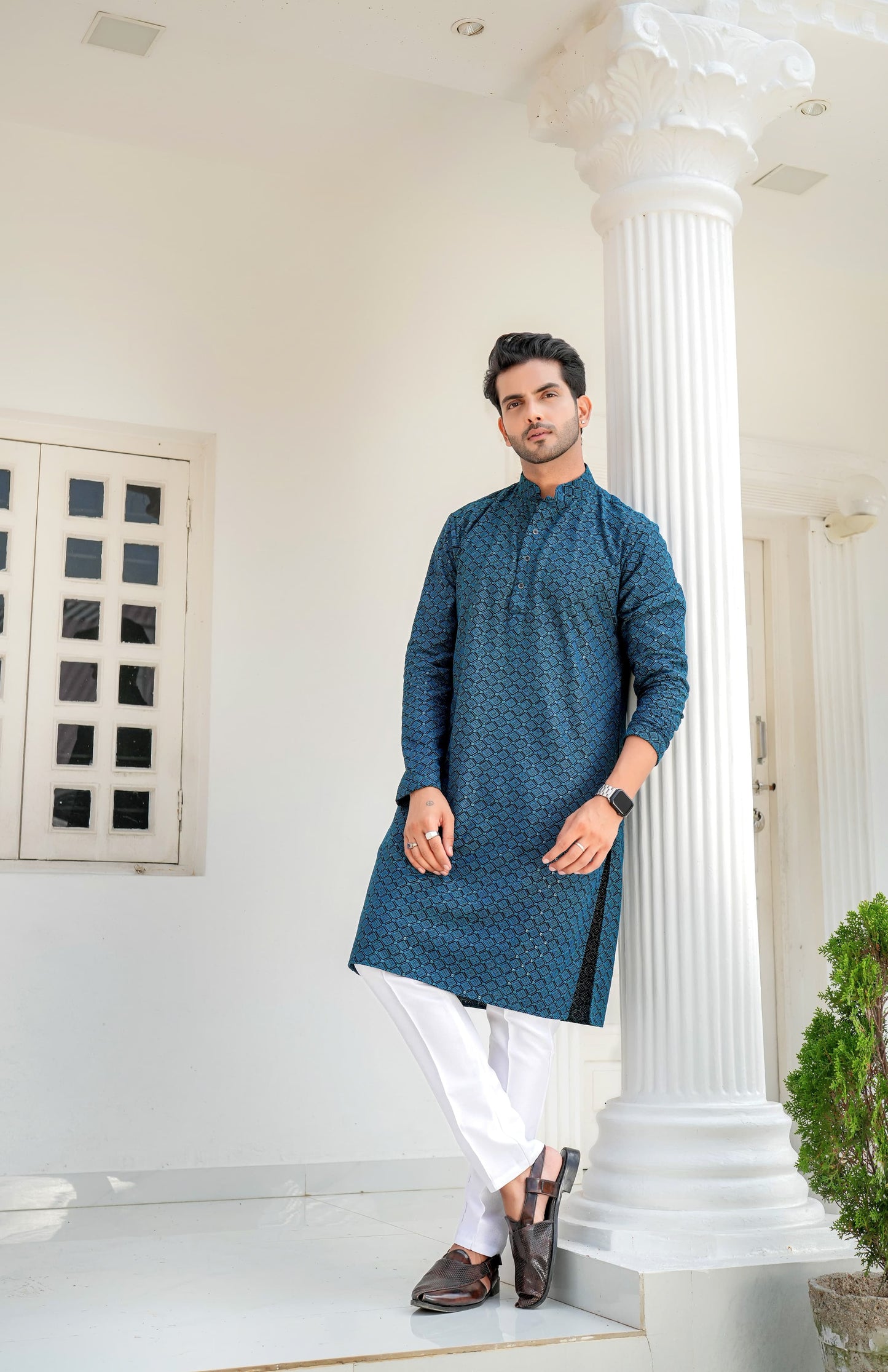 Ab-590 Stast Thread Work Mens Kurta Pyjama