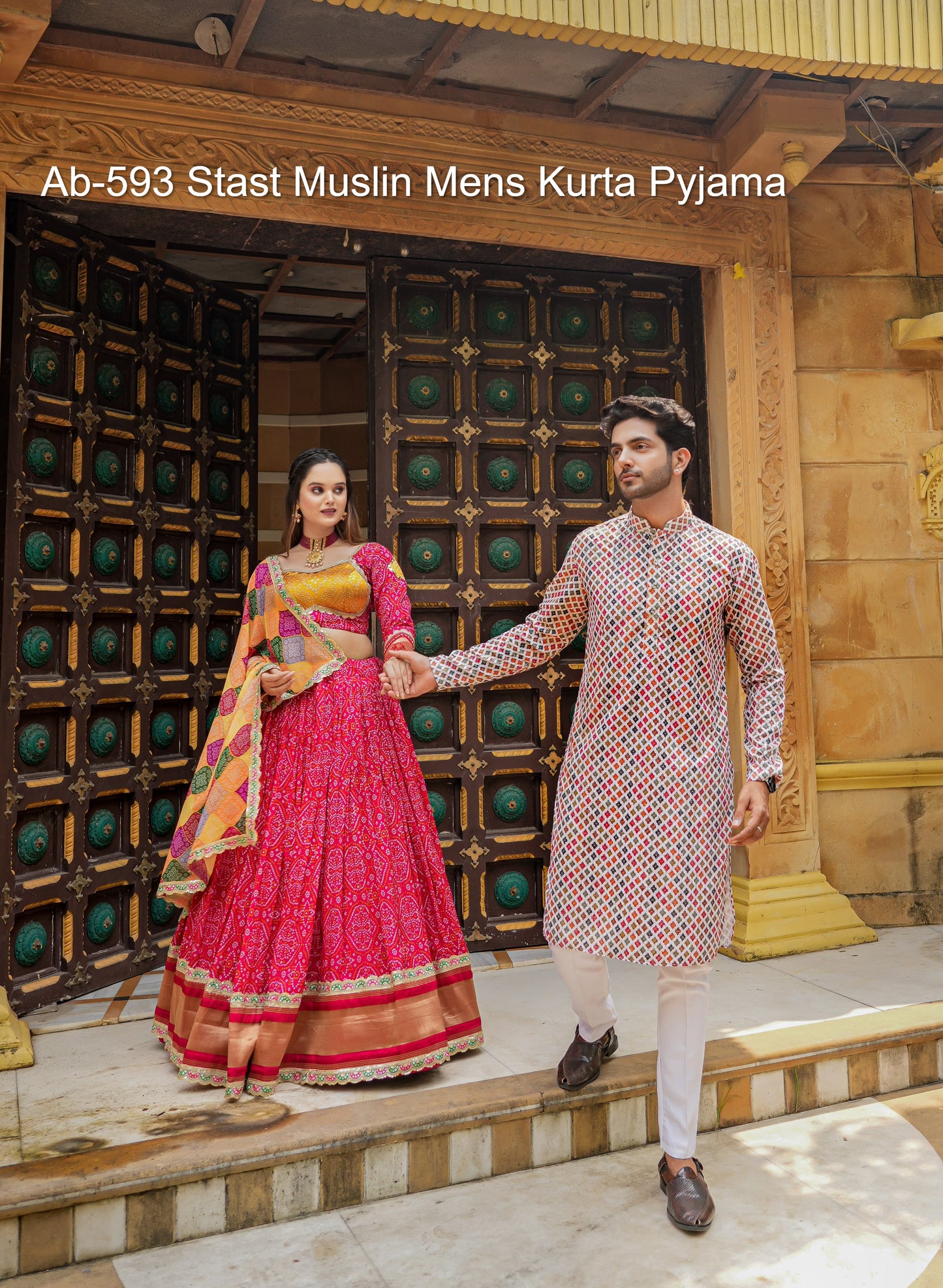 Ab-593 Stast Muslin Mens Kurta Pyjama