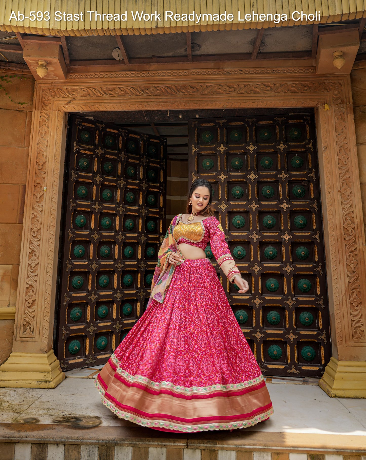 Ab-593 Stast Thread Work Readymade Lehenga Choli