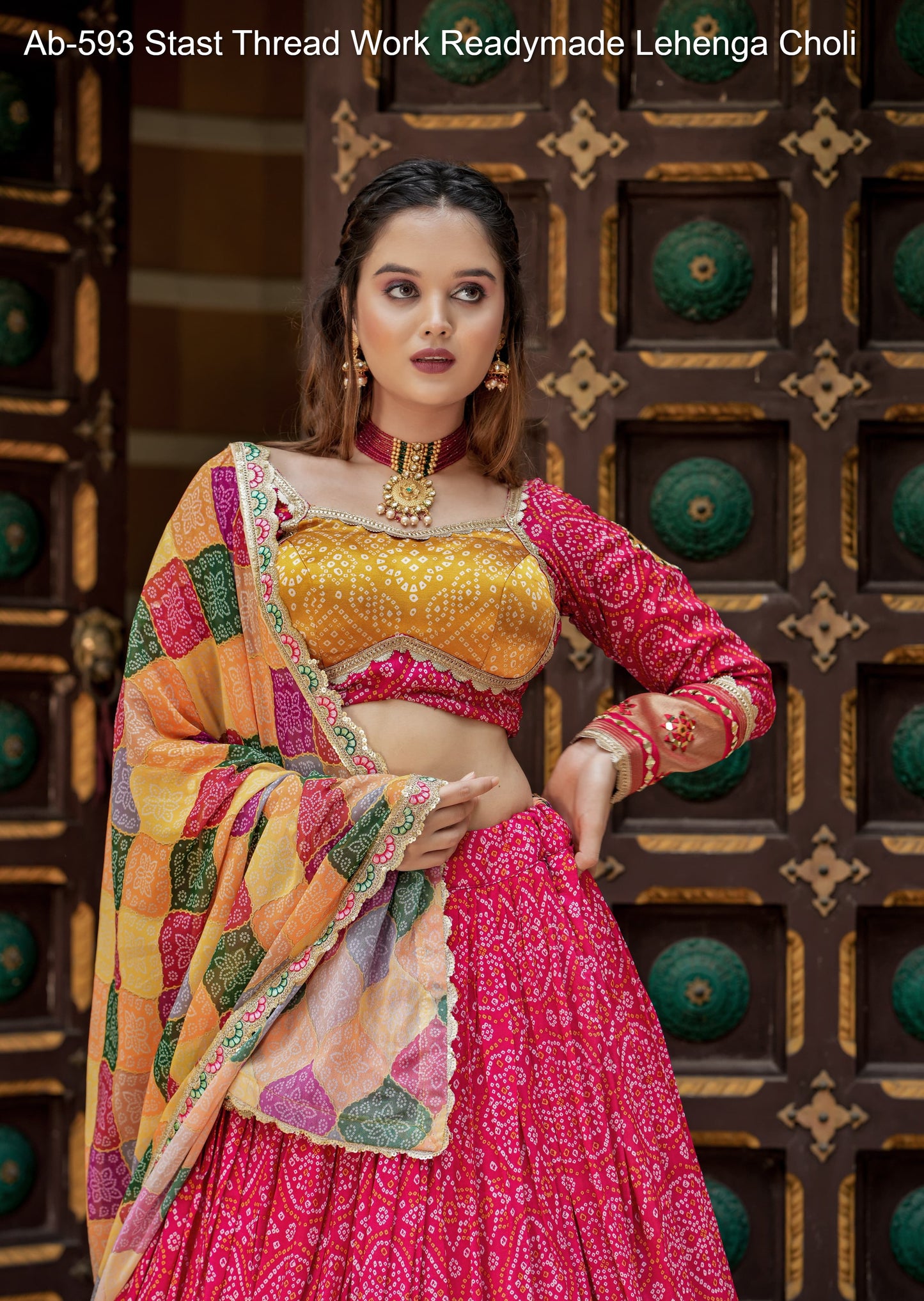 Ab-593 Stast Thread Work Readymade Lehenga Choli
