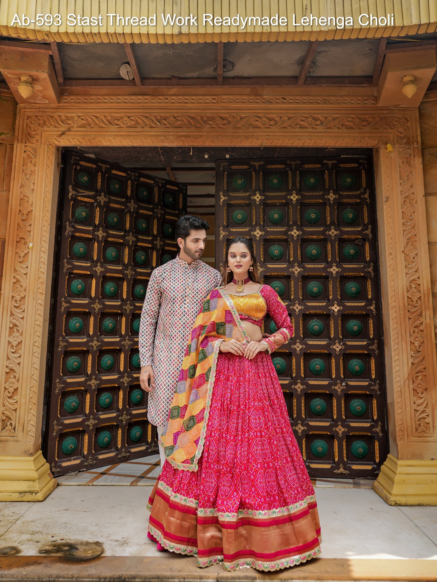 Ab-593 Stast Thread Work Readymade Lehenga Choli
