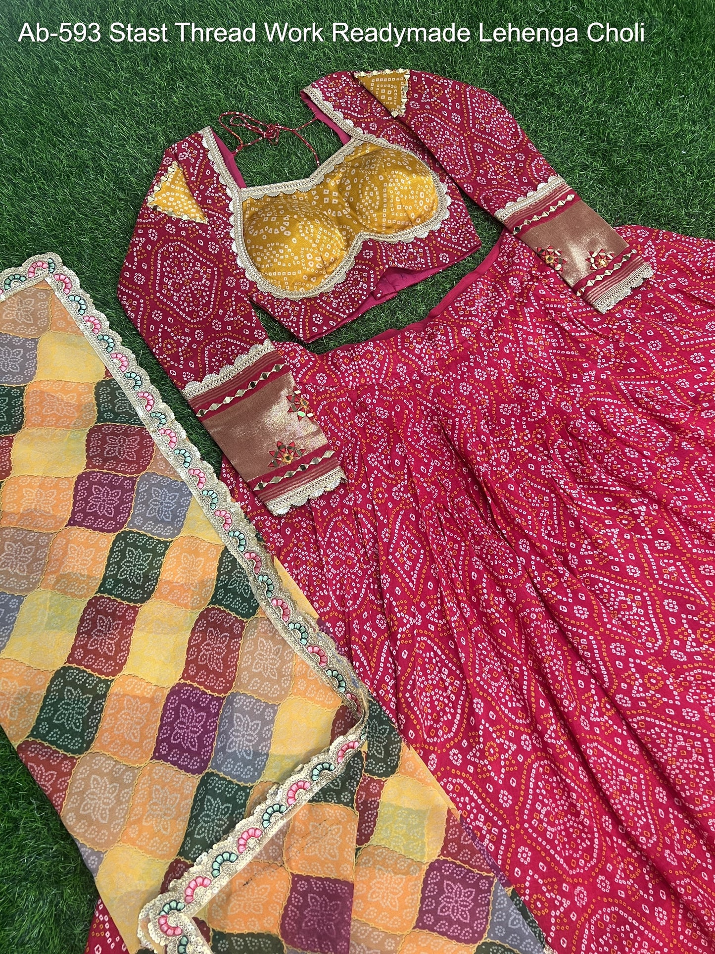 Ab-593 Stast Thread Work Readymade Lehenga Choli