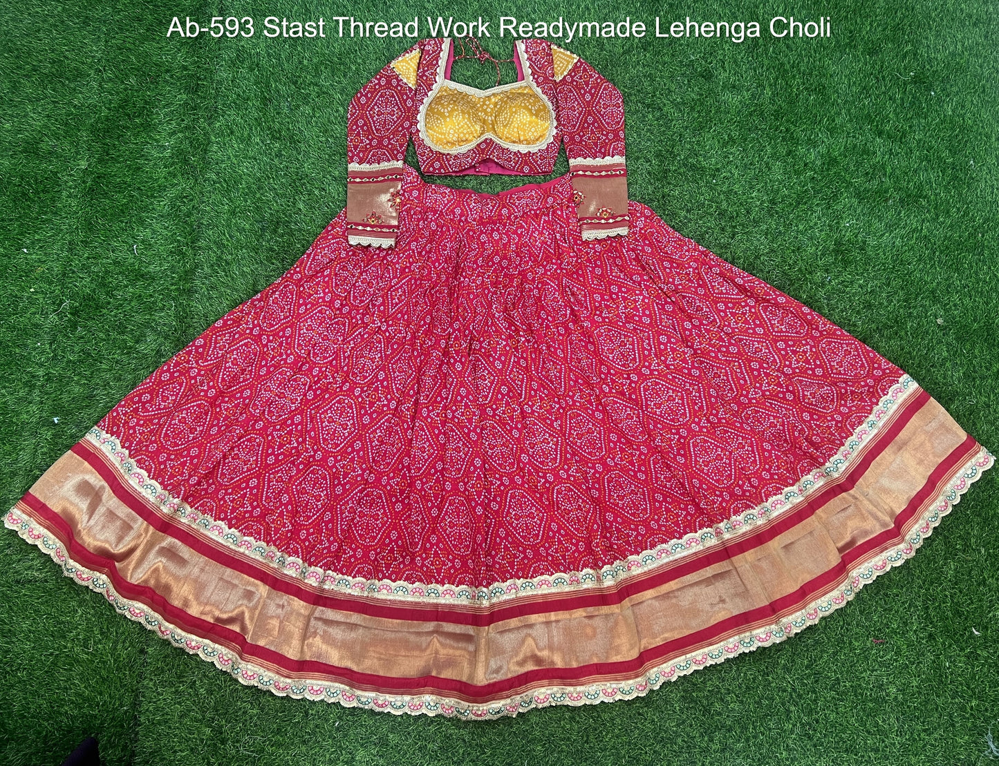 Ab-593 Stast Thread Work Readymade Lehenga Choli