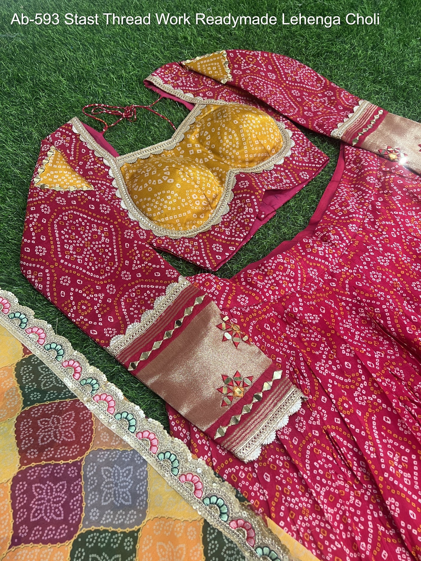 Ab-593 Stast Thread Work Readymade Lehenga Choli