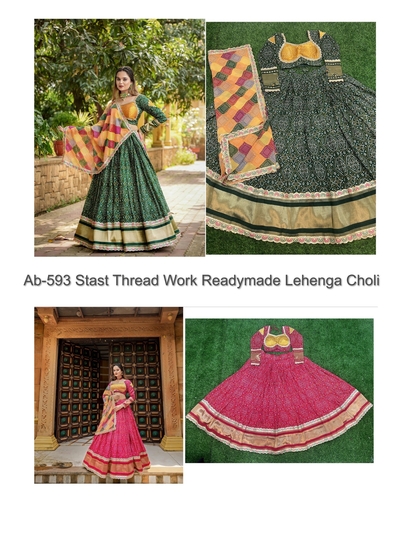 Ab-593 Stast Thread Work Readymade Lehenga Choli