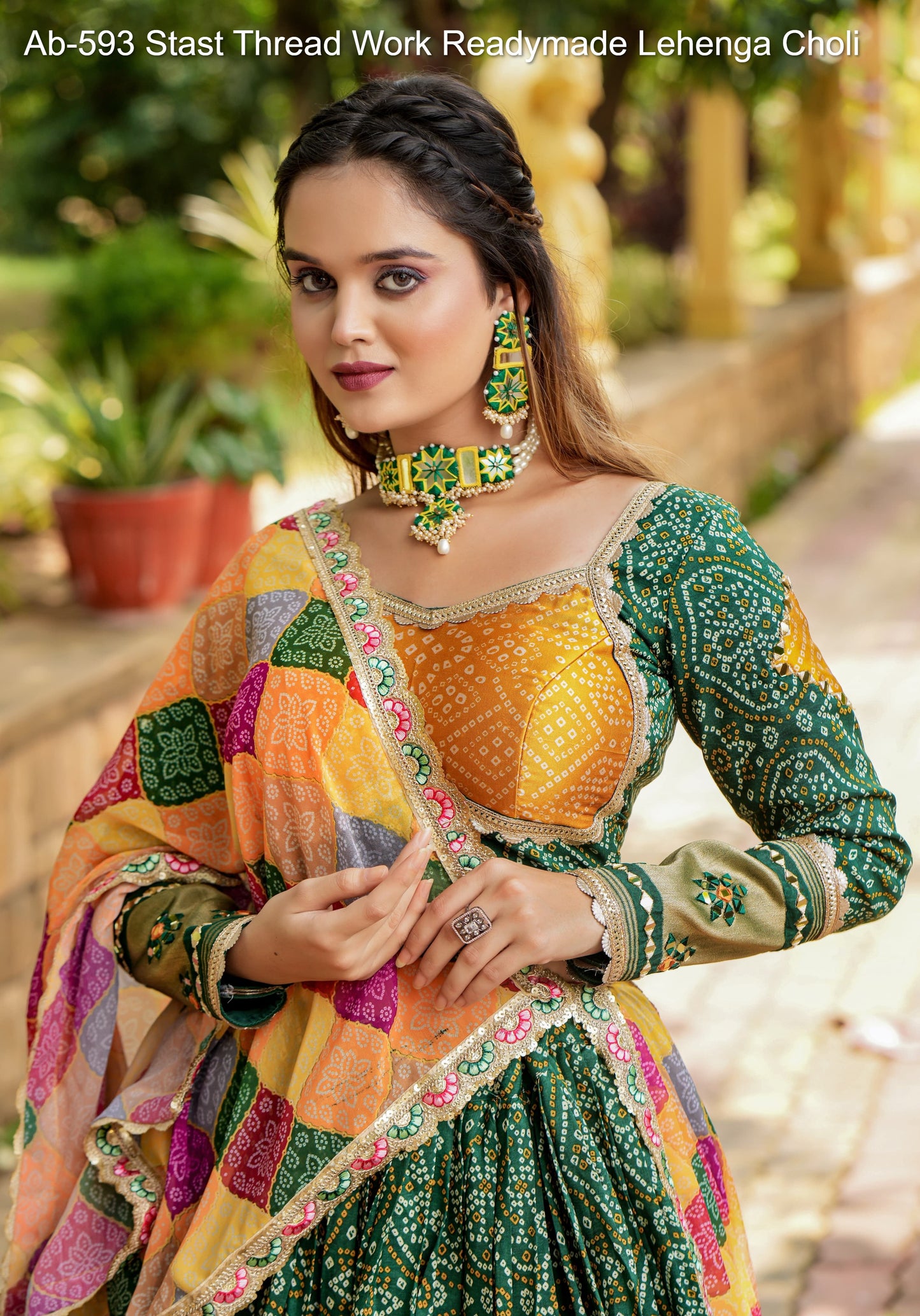 Ab-593 Stast Thread Work Readymade Lehenga Choli