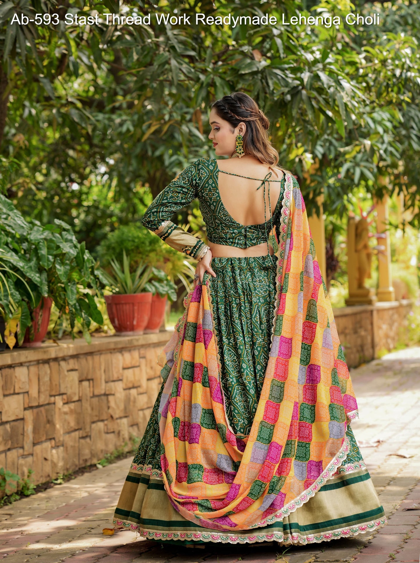Ab-593 Stast Thread Work Readymade Lehenga Choli