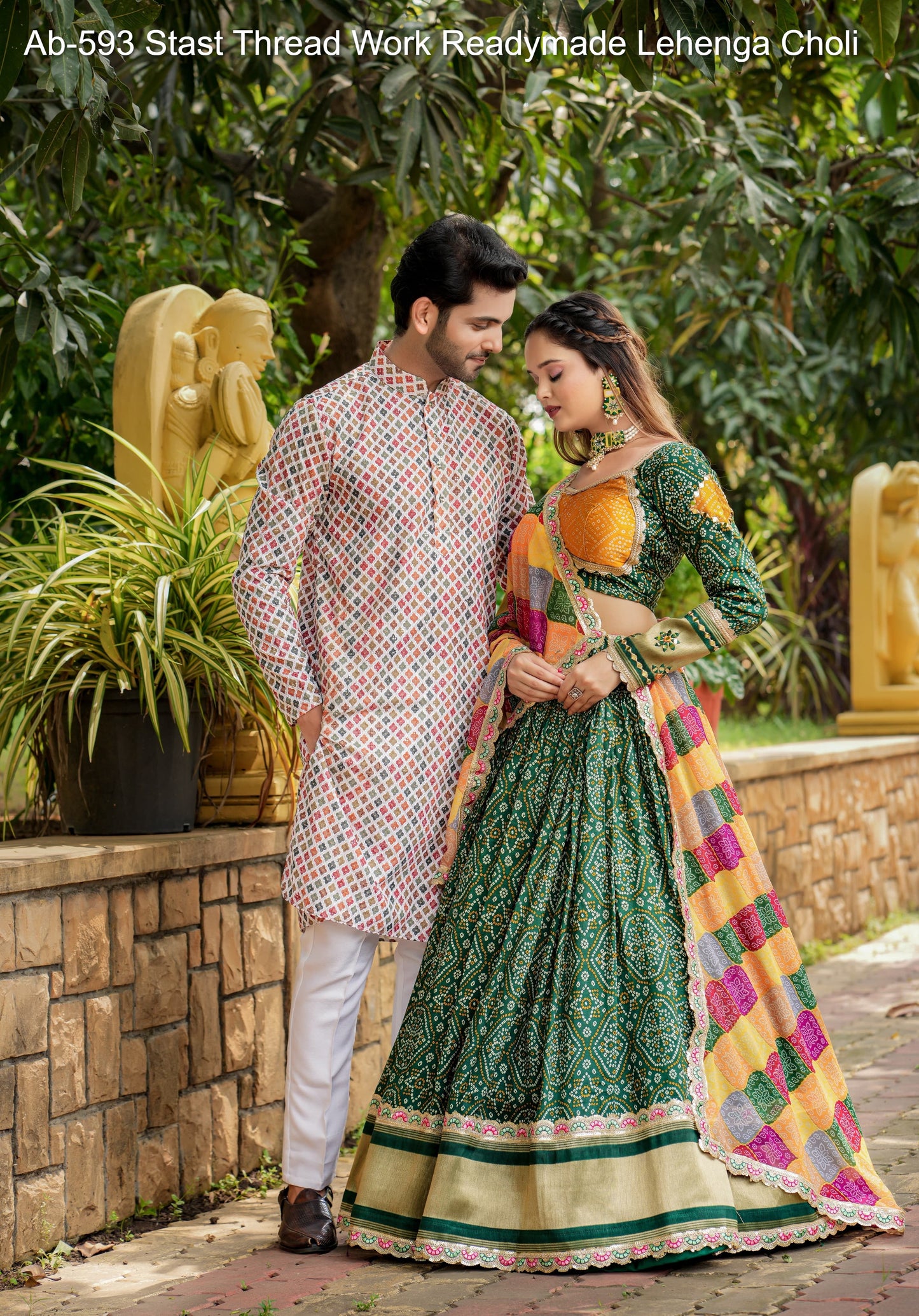Ab-593 Stast Thread Work Readymade Lehenga Choli