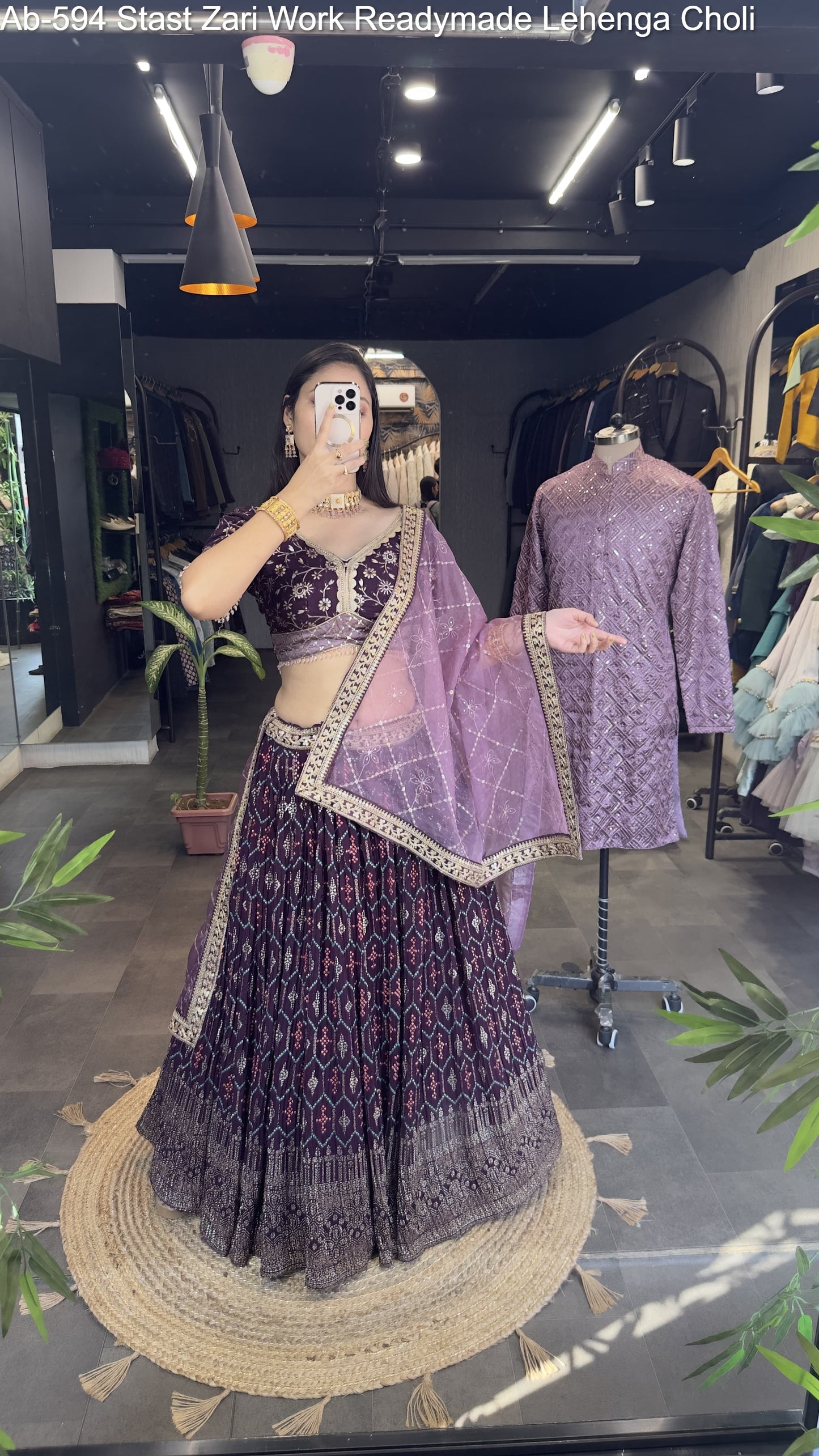 Ab-594 Stast Zari Work Readymade Lehenga Choli