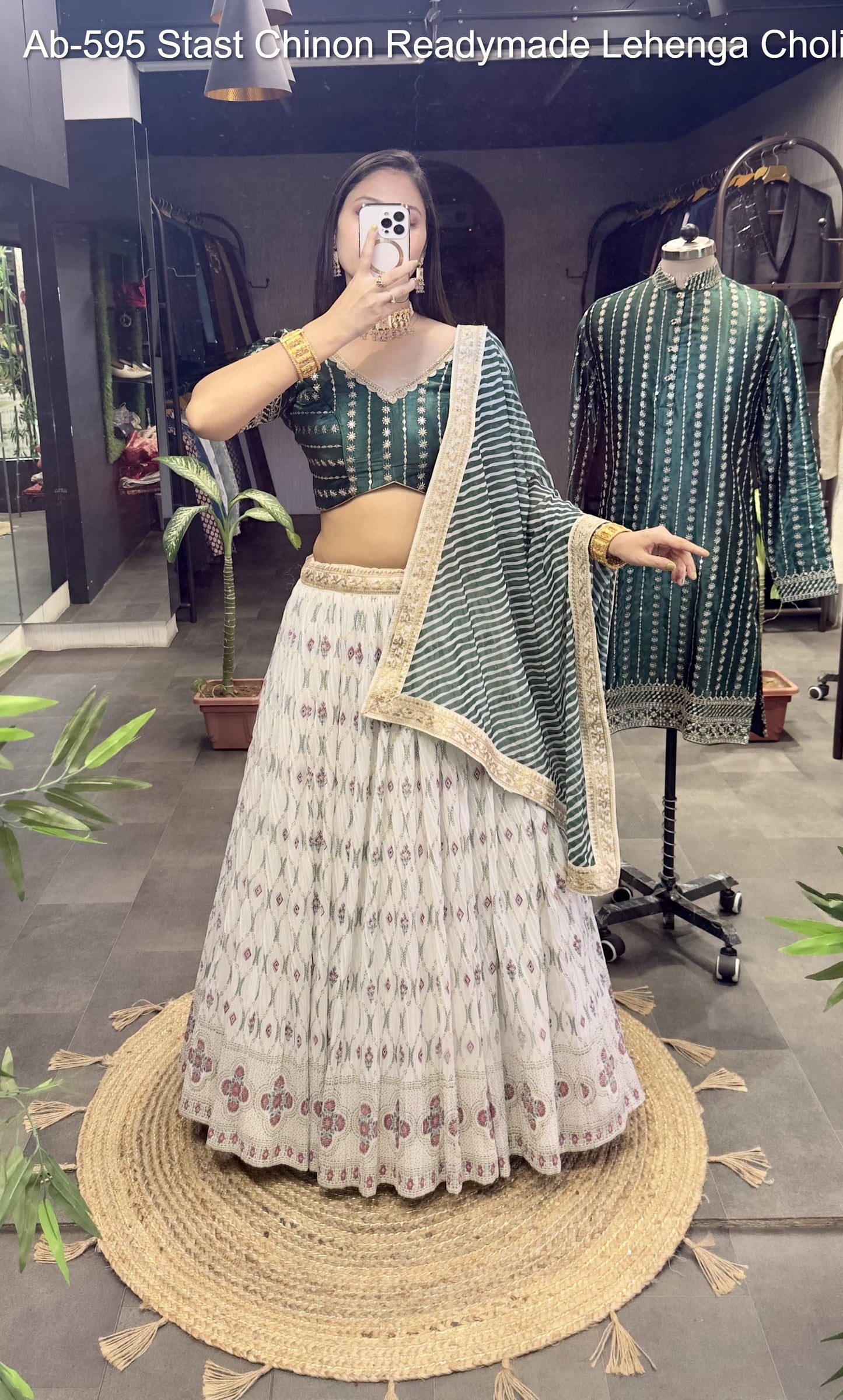 Ab-595 Stast Chinon Readymade Lehenga Choli