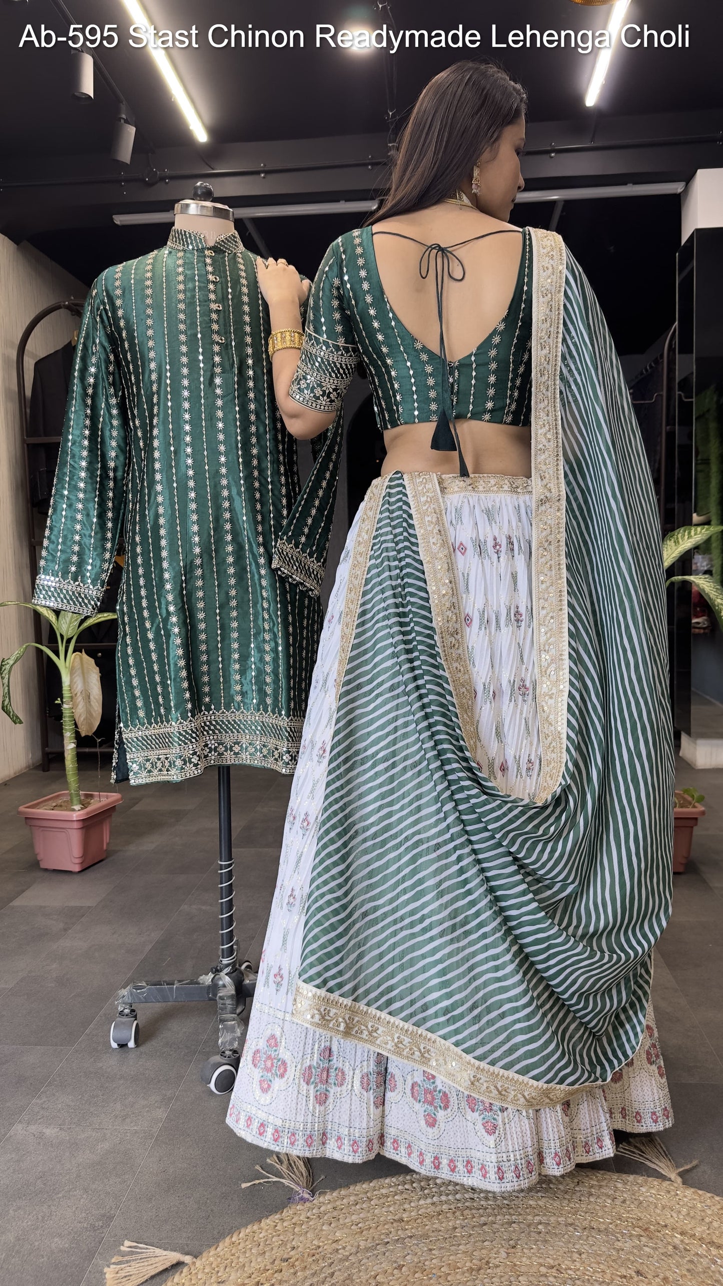 Ab-595 Stast Chinon Readymade Lehenga Choli