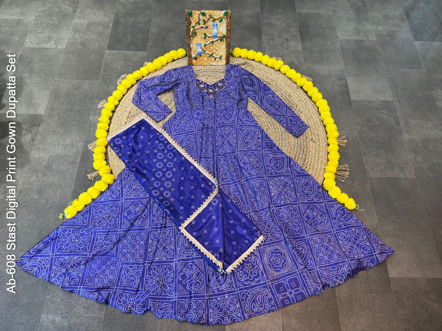 Ab-608 Stast Digital Print Gown Dupatta Set