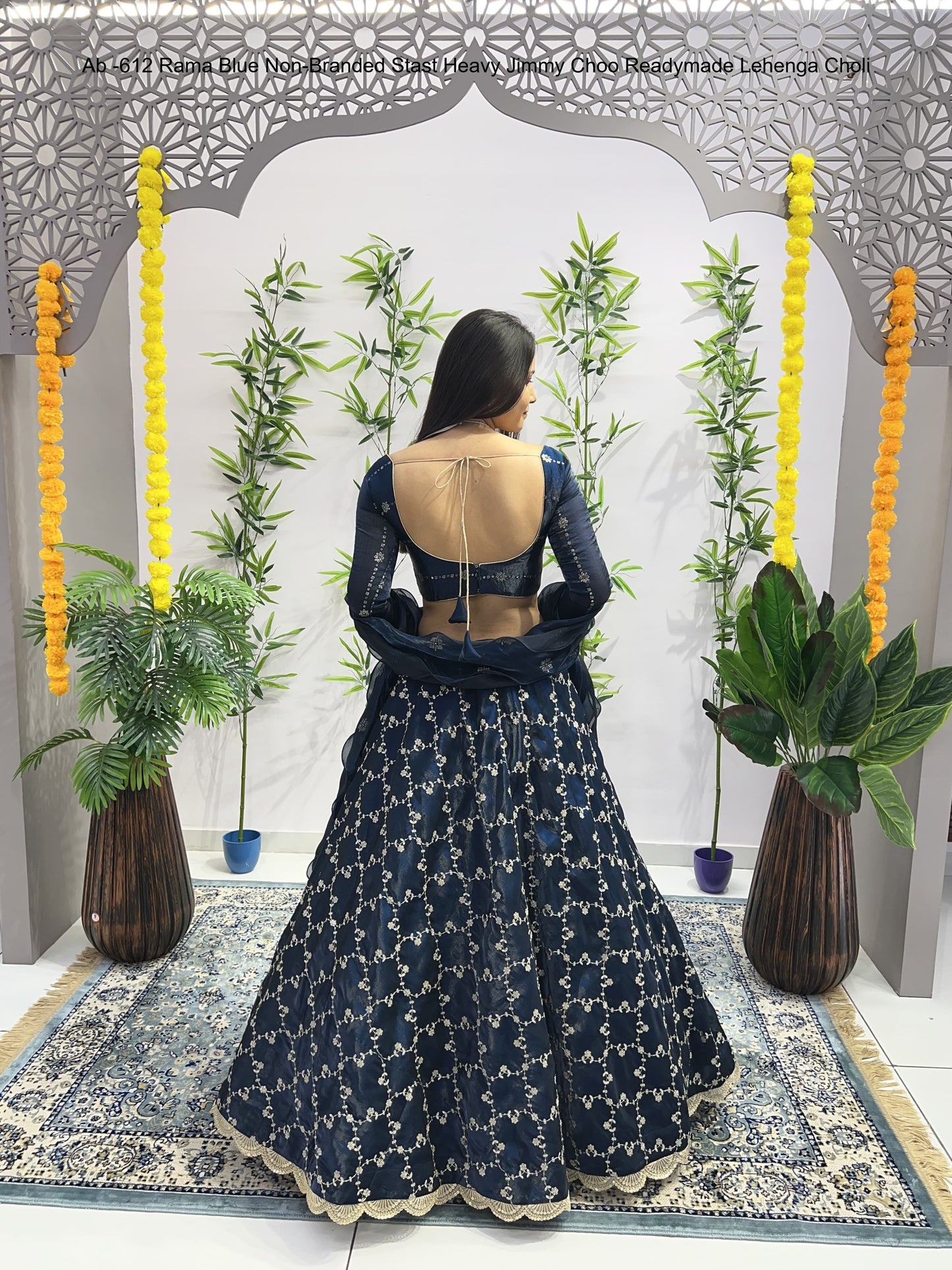 Ab -612 Rama Blue Non-Branded Stast Heavy Jimmy Choo Readymade Lehenga Choli