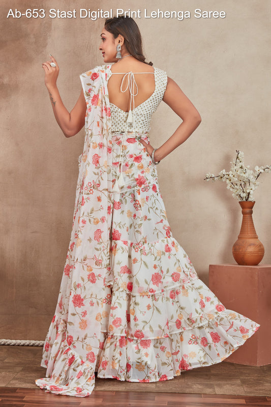 Ab-653 Stast Digital Print Lehenga Saree