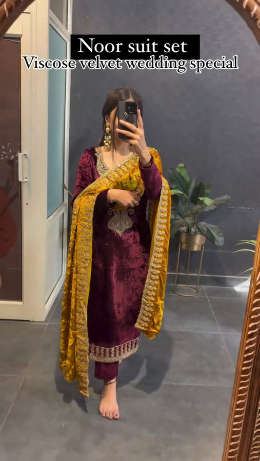 Ad-3095 Aadhya Designer Sequence Work Velvet Suits