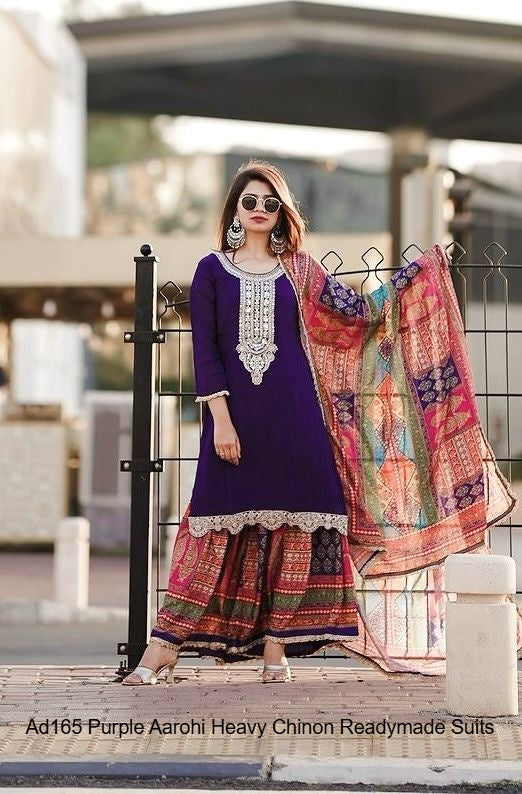 Ad165 Purple Aarohi Heavy Chinon Readymade Suits