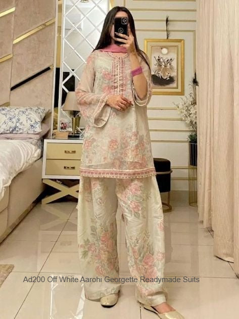 Ad200 Off White Aarohi Georgette Readymade Suits
