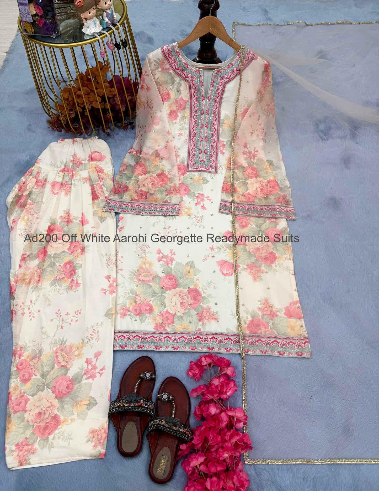 Ad200 Off White Aarohi Georgette Readymade Suits