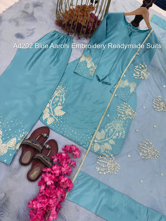 Ad202 Blue Aarohi Embroidery Readymade Suits
