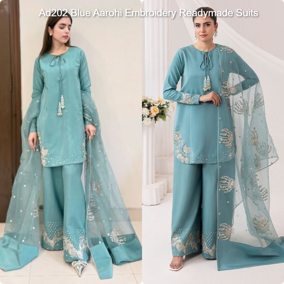 Ad202 Blue Aarohi Embroidery Readymade Suits
