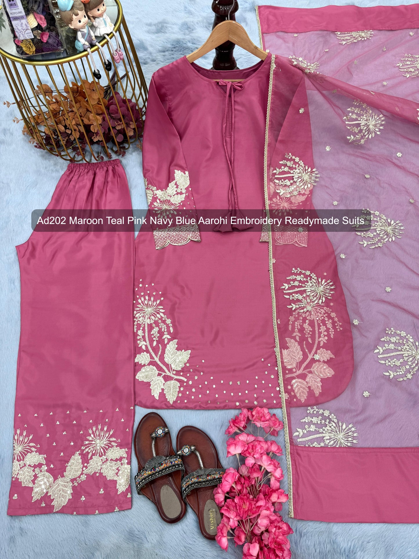 Ad202 Maroon Teal Pink Navy Blue Aarohi Embroidery Readymade Suits