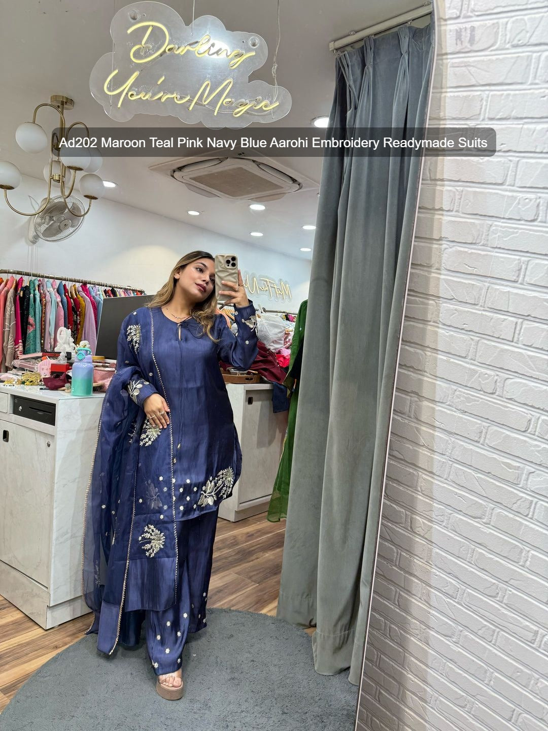 Ad202 Maroon Teal Pink Navy Blue Aarohi Embroidery Readymade Suits