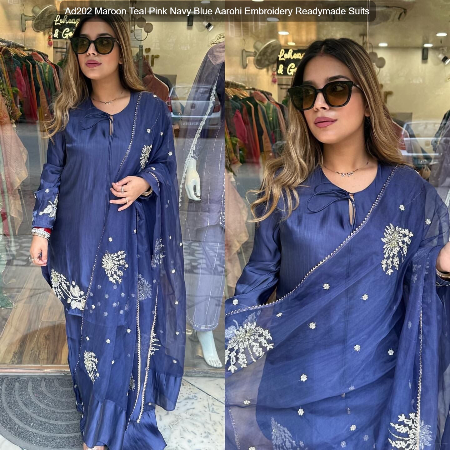 Ad202 Maroon Teal Pink Navy Blue Aarohi Embroidery Readymade Suits