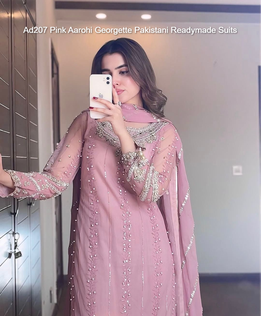 Ad207 Pink Aarohi Georgette Pakistani Readymade Suits