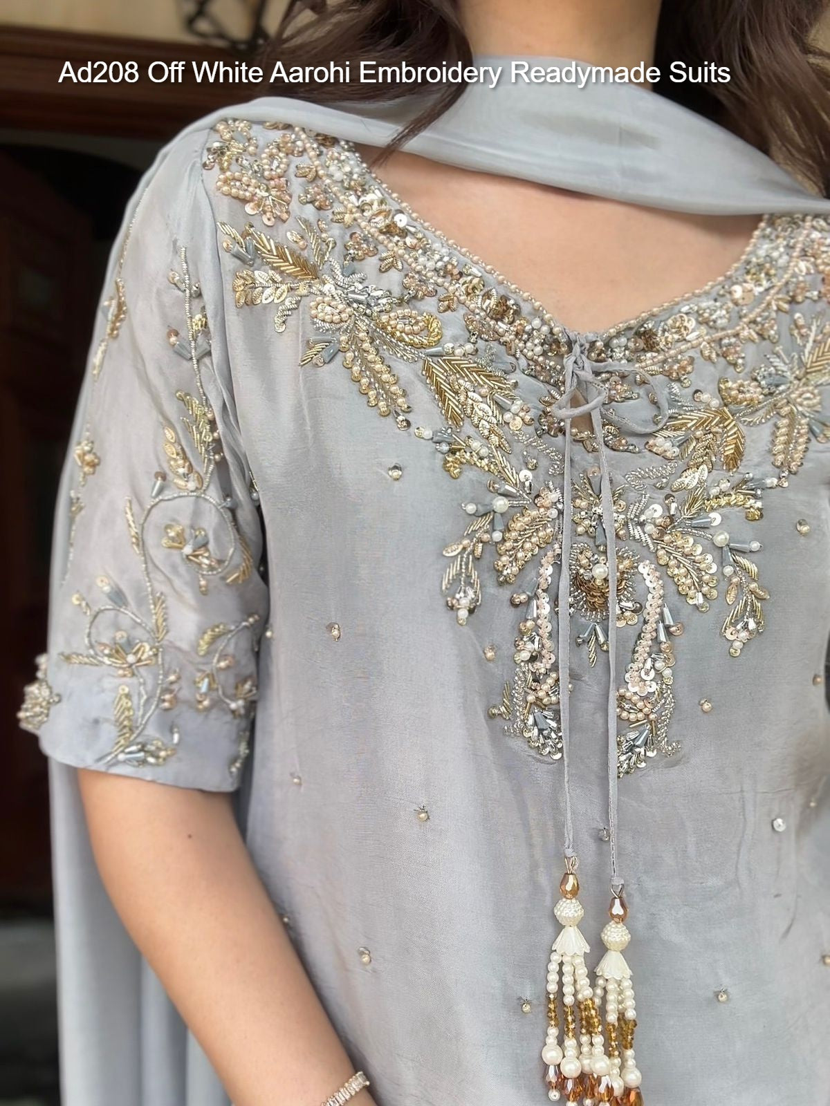 Ad208 Off White Aarohi Embroidery Readymade Suits