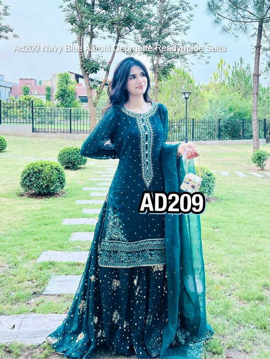 Ad209 Navy Blue Aarohi Georgette Readymade Suits