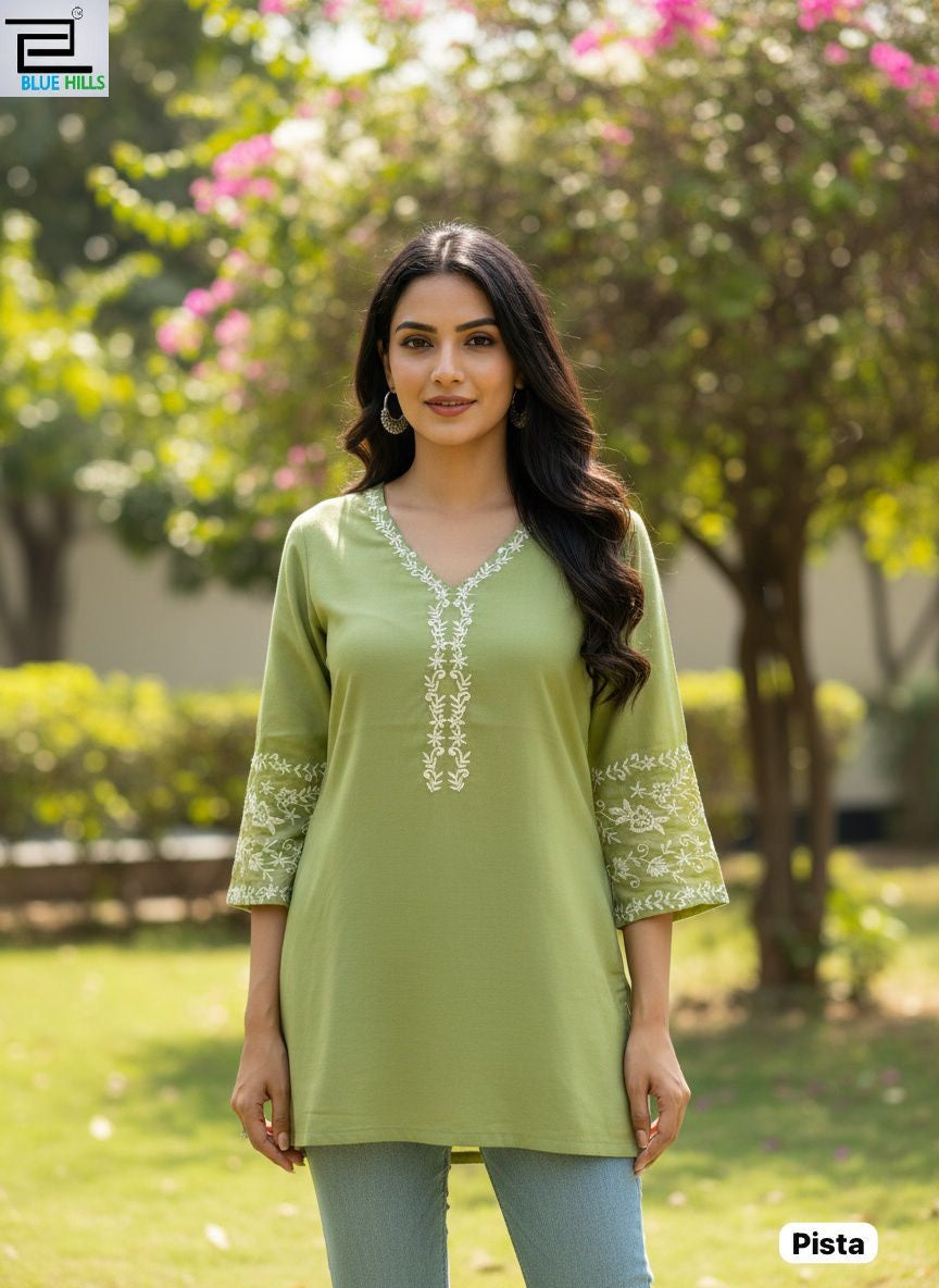 Adda Vol 5 Pista Bluehills Heavy Rayon Short Kurti