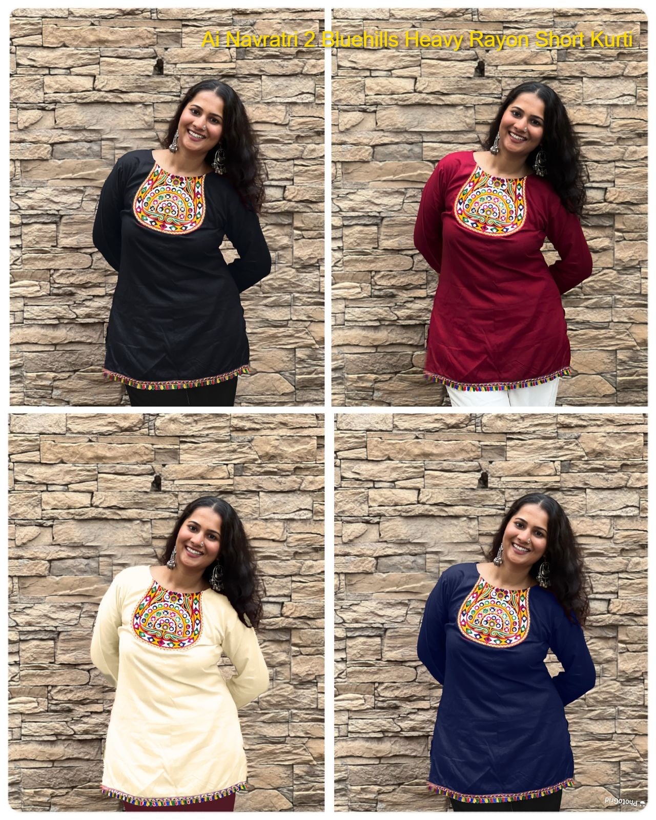 Ai Navratri 2 Bluehills Heavy Rayon Short Kurti