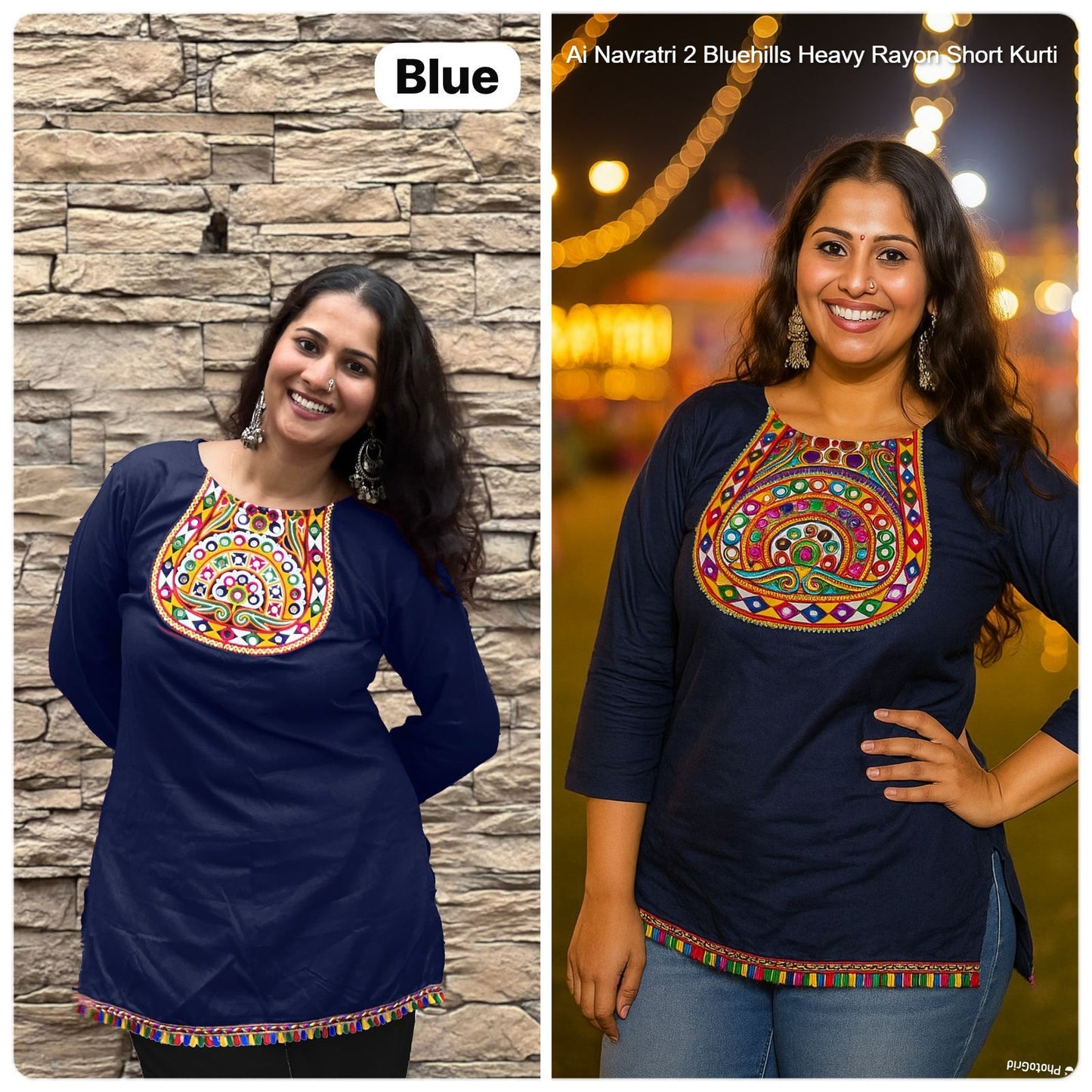 Ai Navratri 2 Bluehills Heavy Rayon Short Kurti