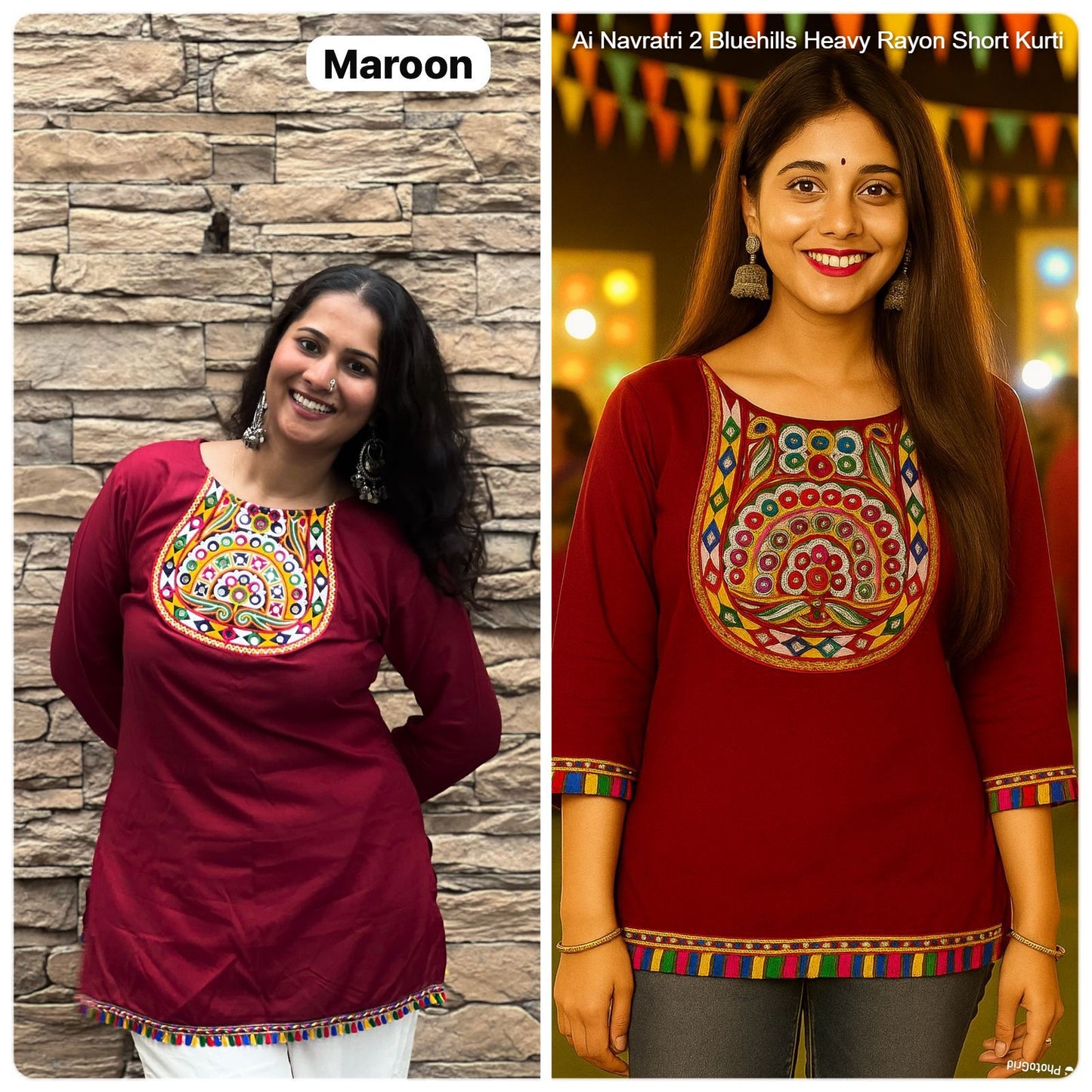 Ai Navratri 2 Bluehills Heavy Rayon Short Kurti
