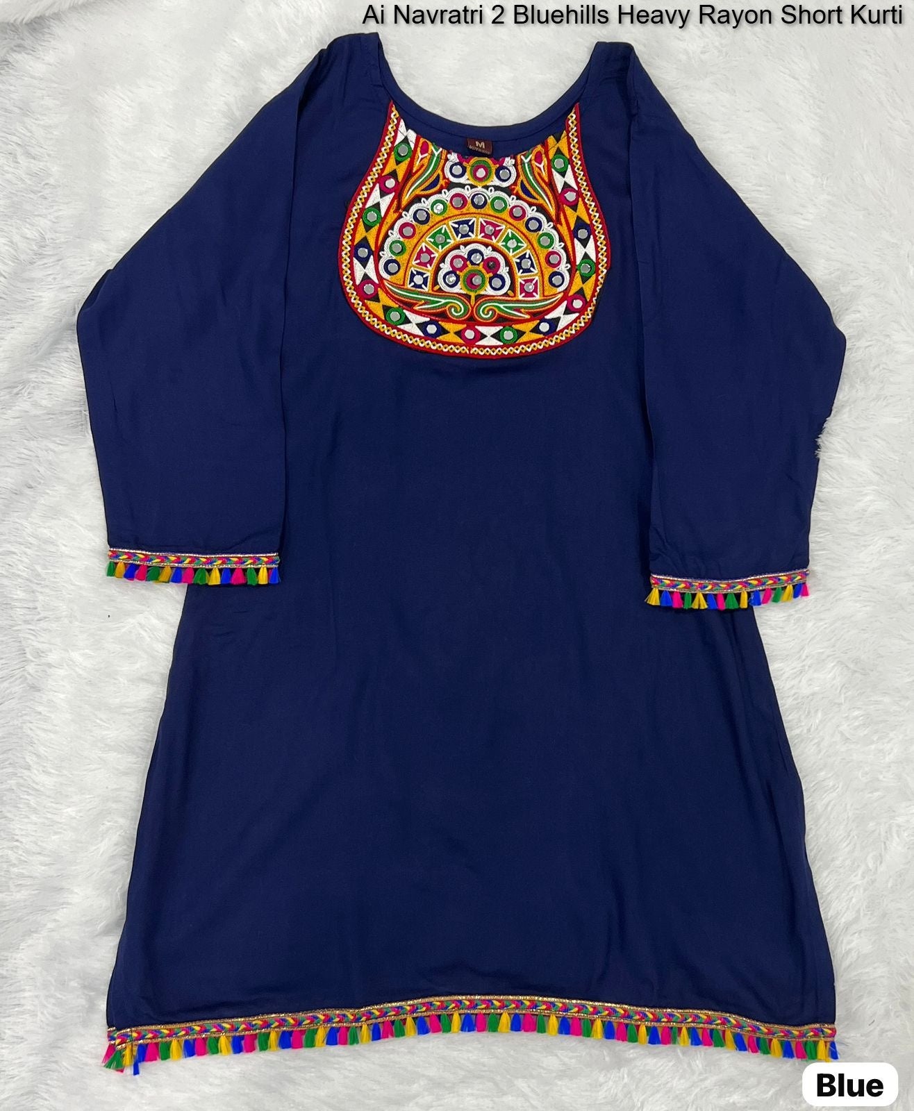 Ai Navratri 2 Bluehills Heavy Rayon Short Kurti