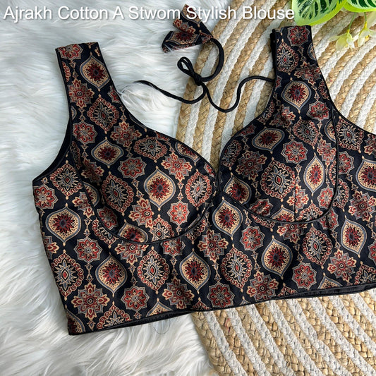 Ajrakh Cotton A Stwom Stylish Blouse