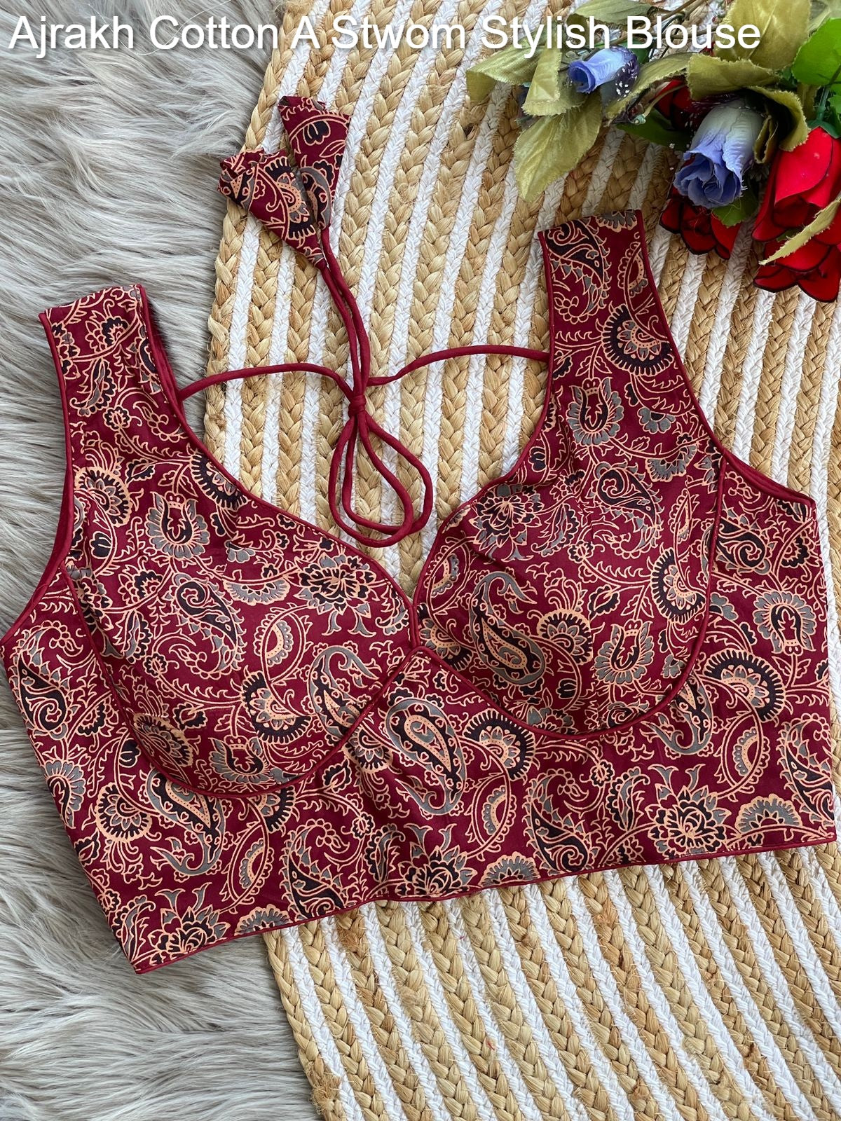 Ajrakh Cotton A Stwom Stylish Blouse